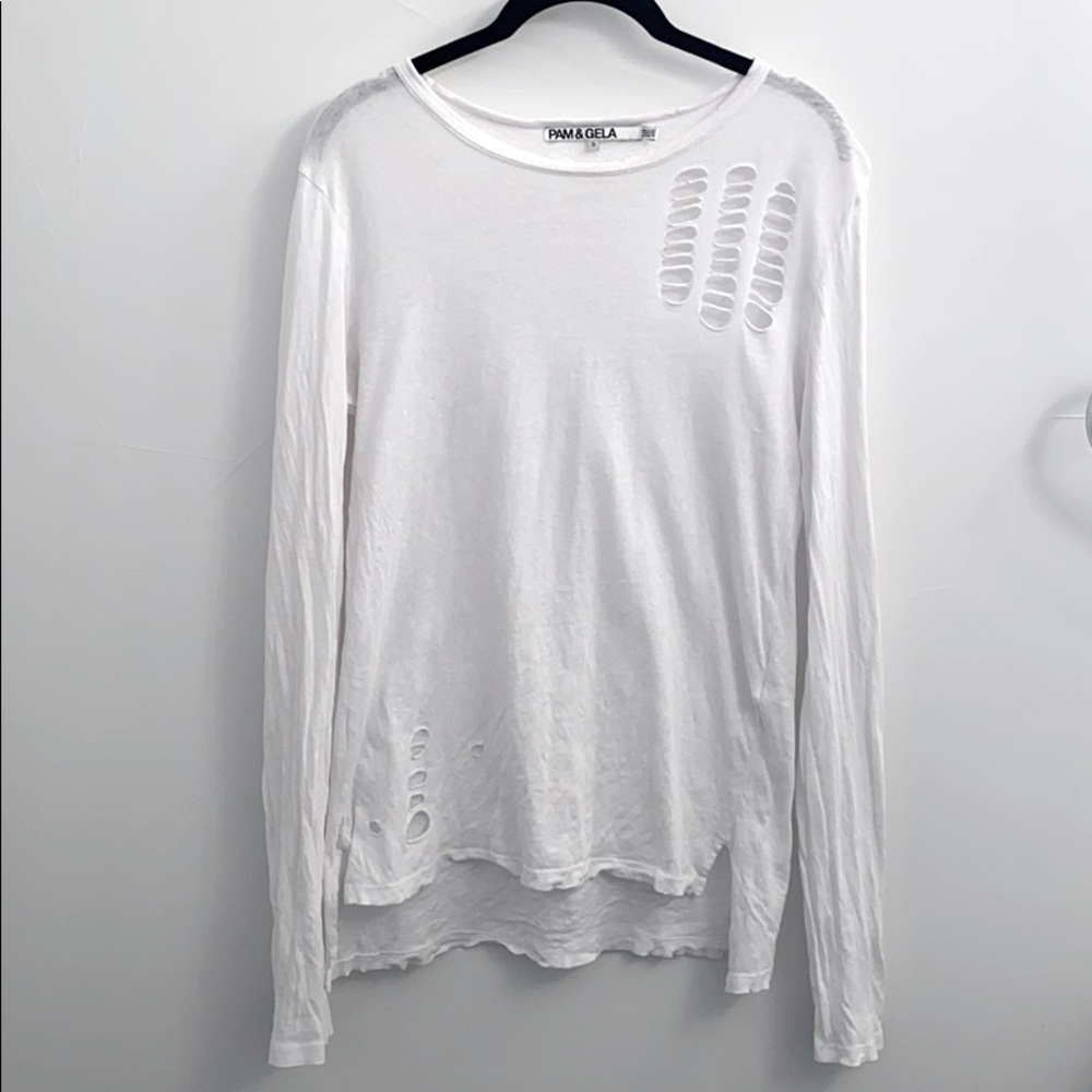 White distressed Pam & Gela tee